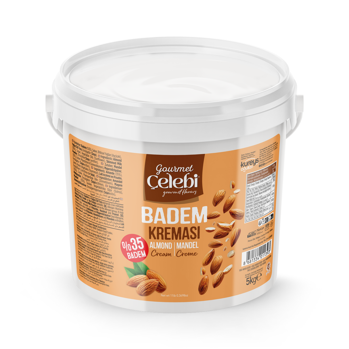 Celebiogullari Professional Almond Cream (35% Almond) - 500g, 1kg & 5kg Buckets