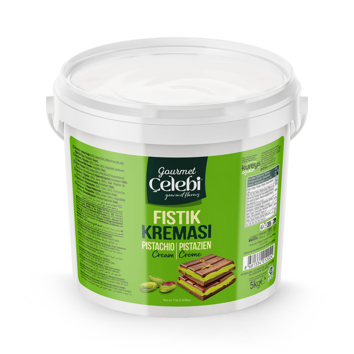 Celebiogullari Professional Antep Pistachio Cream (20% Pistachio) - 500g, 1kg & 5kg Buckets