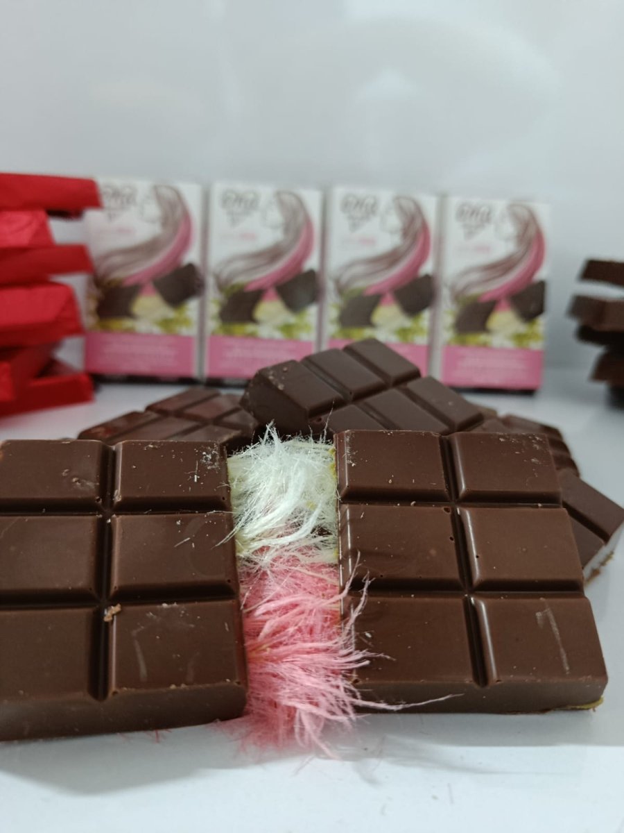 Angel Hair Milk Chocolate with Pistachio & Cotton Candy - 100gr - TryAladdin