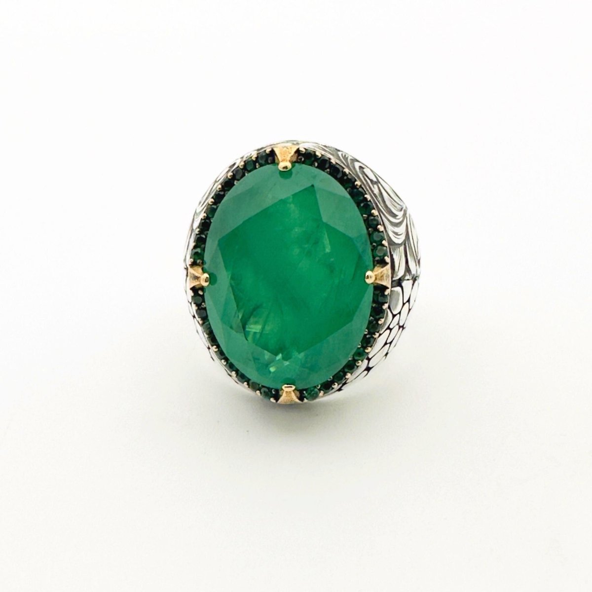 Handmade Men's Oval Tourmaline Stone Silver Ring - TryAladdin