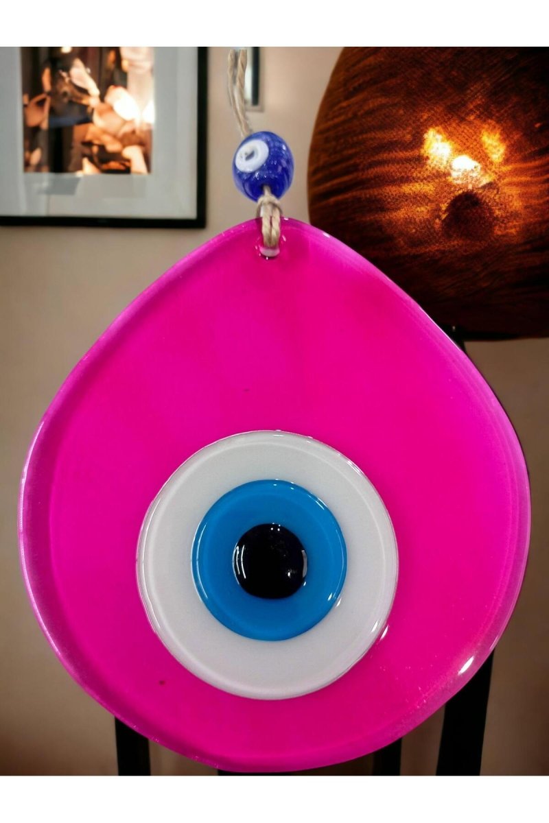 Blue Nazar Beaded Transparent Pink Color Drop Pattern Handmade Wall Ornament - TryAladdin