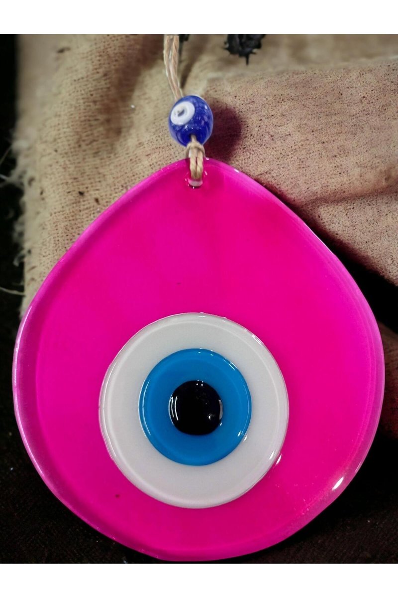 Blue Nazar Beaded Transparent Pink Color Drop Pattern Handmade Wall Ornament - TryAladdin