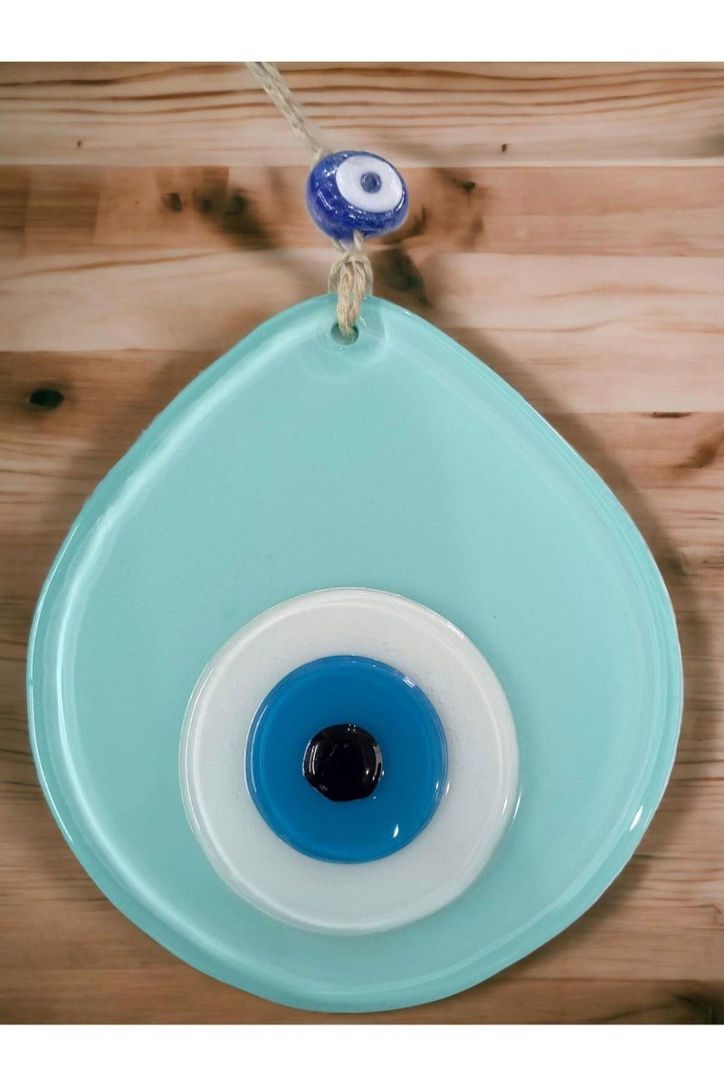 Blue Nazar Beaded Turquoise Color Drop Pattern Handmade Wall Ornament - TryAladdin