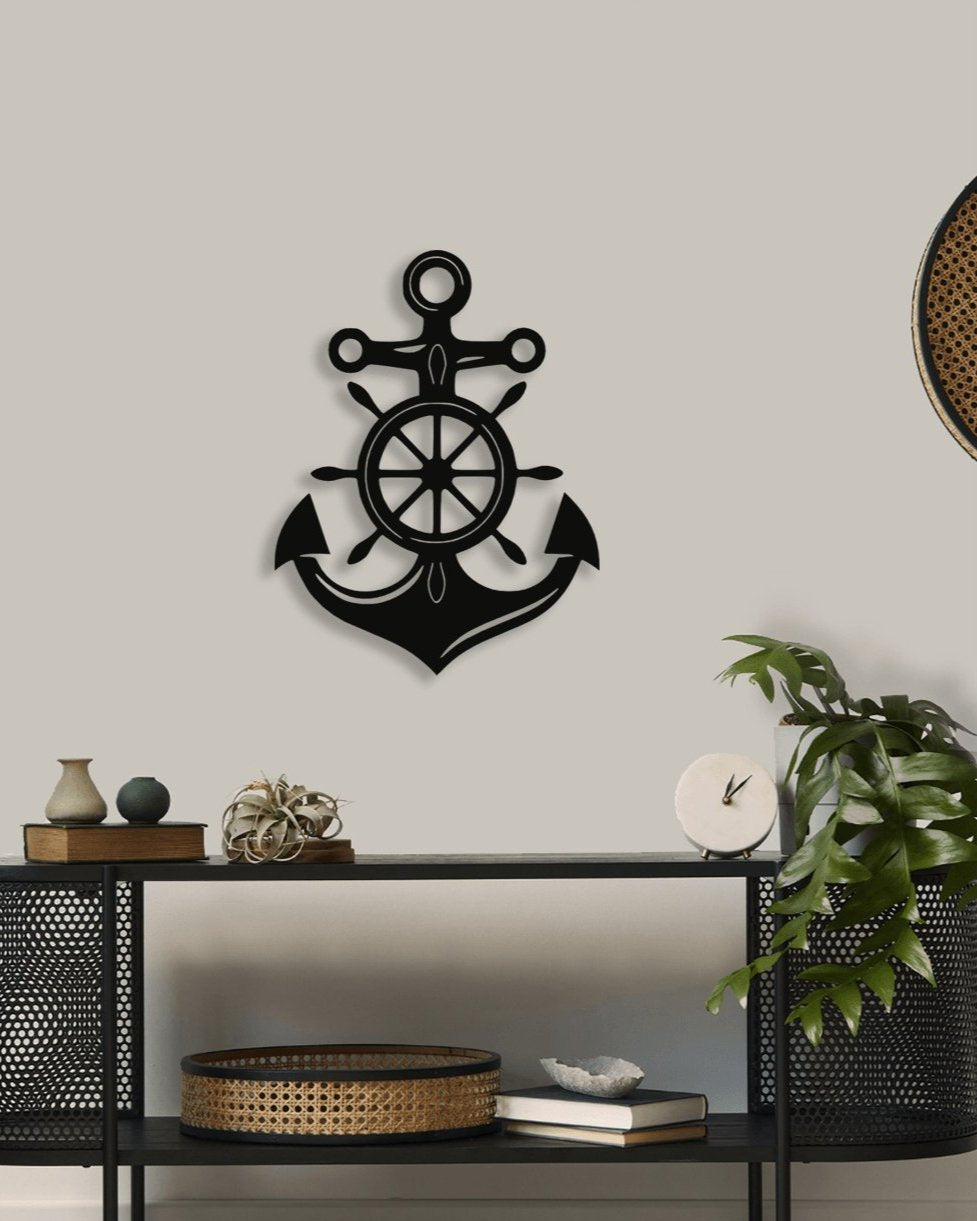 NR Dizayn | Anchor Helm Decorative Metal Wall Art - TryAladdin