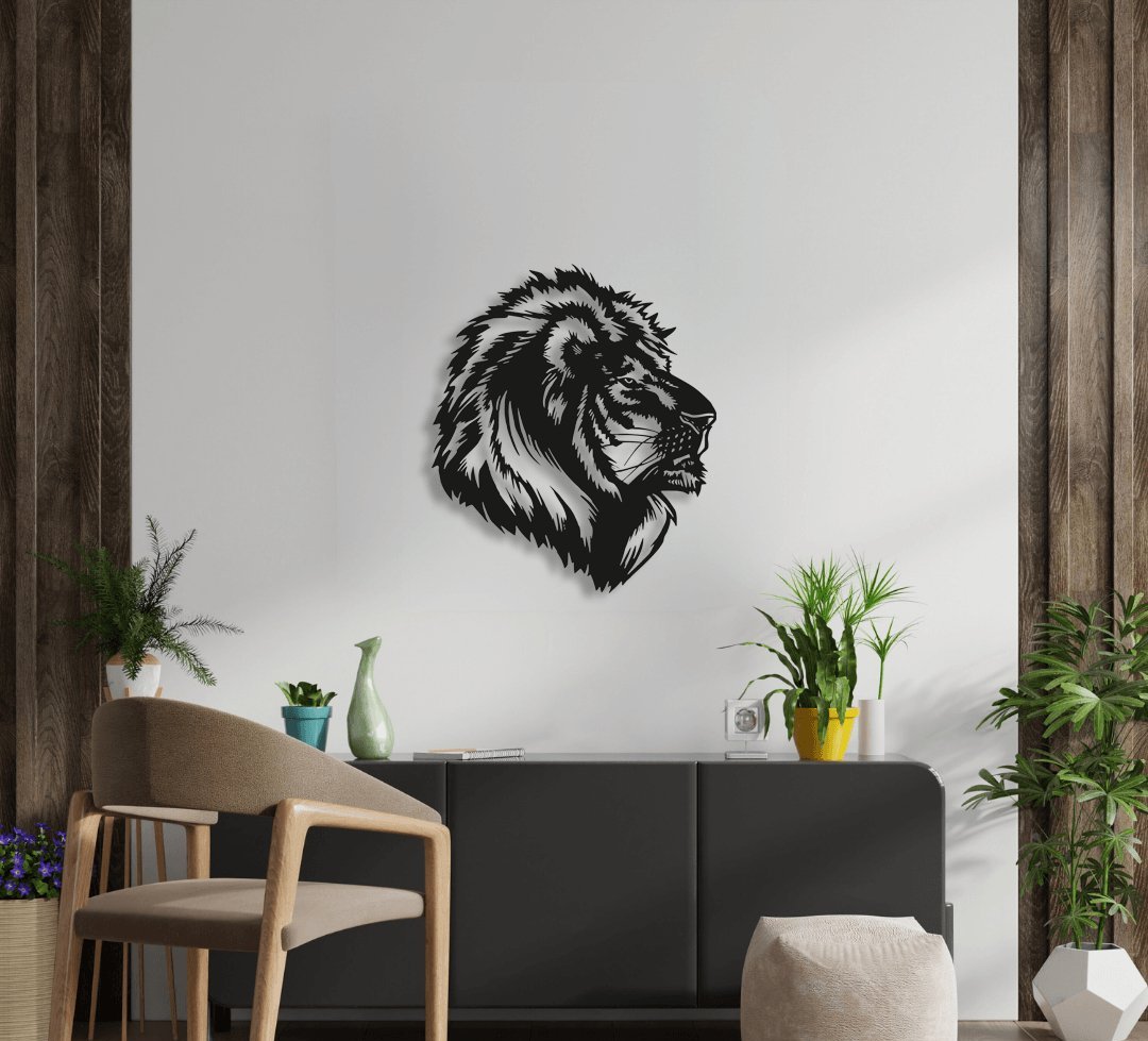 NR Dizayn | Lion Motif Decorative Metal Wall Art - TryAladdin