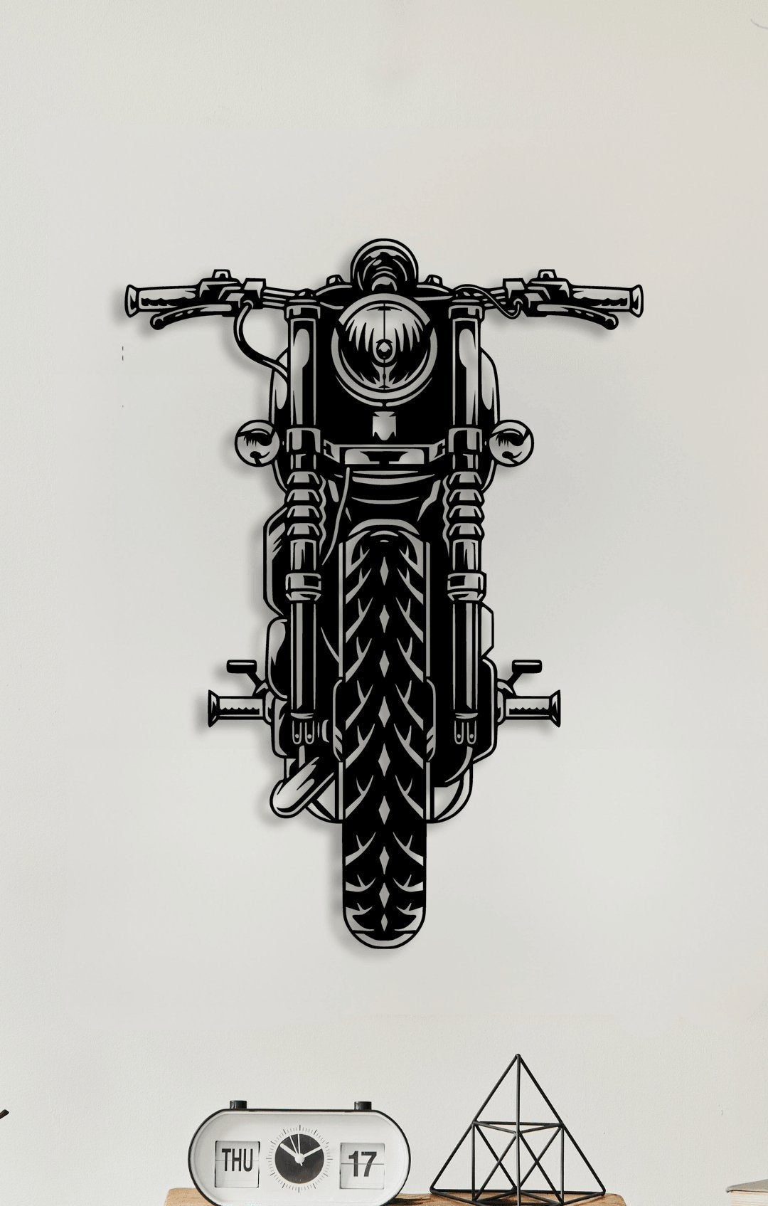 NR Dizayn | Motorcycle Front View Metal Wall Art - TryAladdin