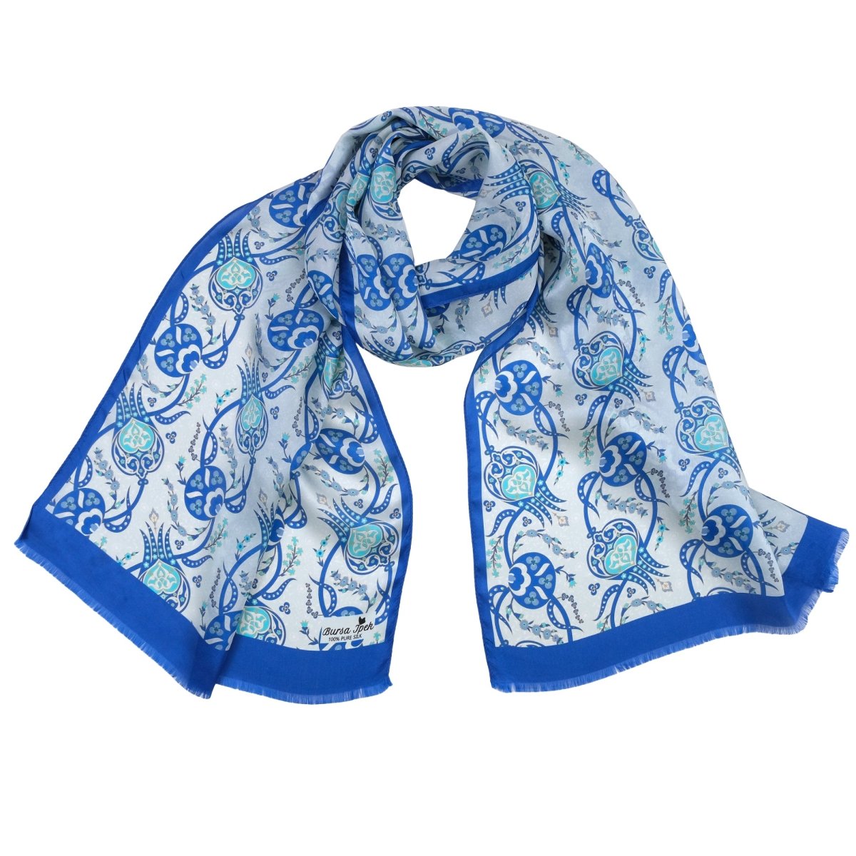Sirali Lale Breathable Silk Scarf in Ink Blue Color - TryAladdin