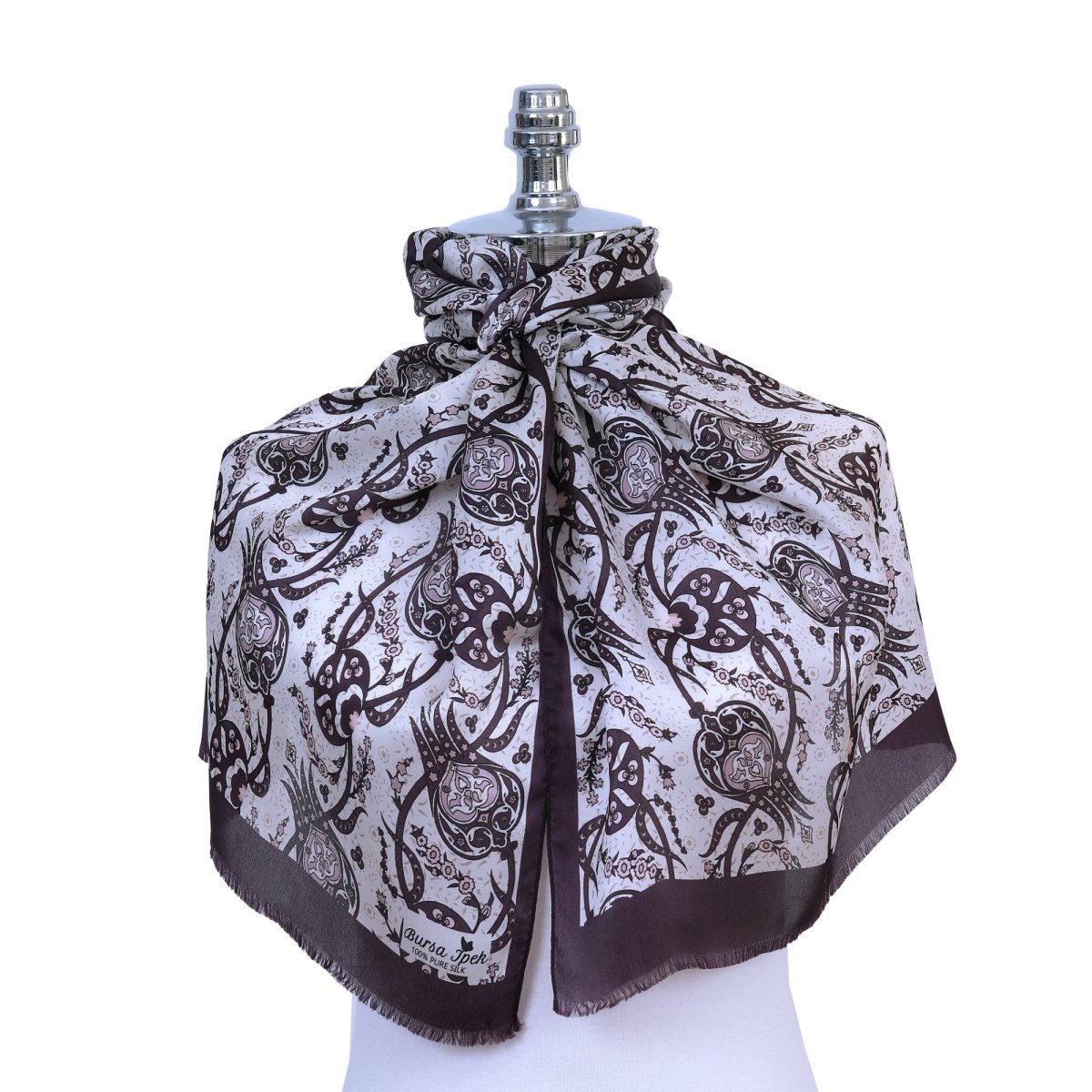 Sirali Lale Breathable Silk Scarf in Purple Taupe Color - TryAladdin
