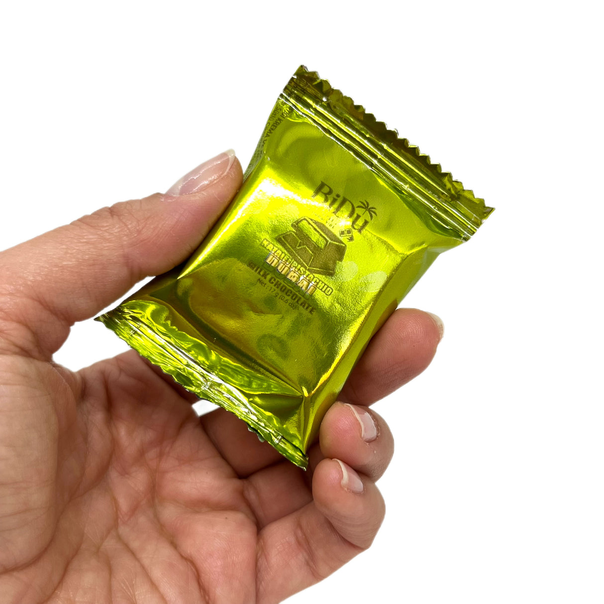 BiDu prémiová mléčná čokoláda ve stylu Dubaje s pistáciemi a drcenou pšenicí - 17g