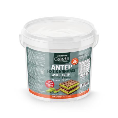 Celebiogullari Professional Sugar Free Antep Pistachio Butter (30%) - 500g, 1kg & 5kg Buckets