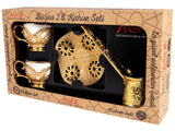 Acar | Turkish Coffee Set of Two With Tray + Coffee Pot - Gilded - Gold - TryAladdin