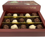 Ema Chocolate Milk and White Chocolate Truffles with Hazelnut Cream Filled - Merry Christmas Box - 250g - TryAladdin