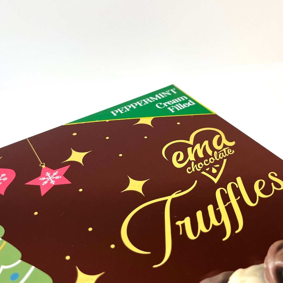 Ema Chocolate Milk and White Chocolate Truffles with Peppermint Cream Filled - Merry Christmas Box - 250g - TryAladdin