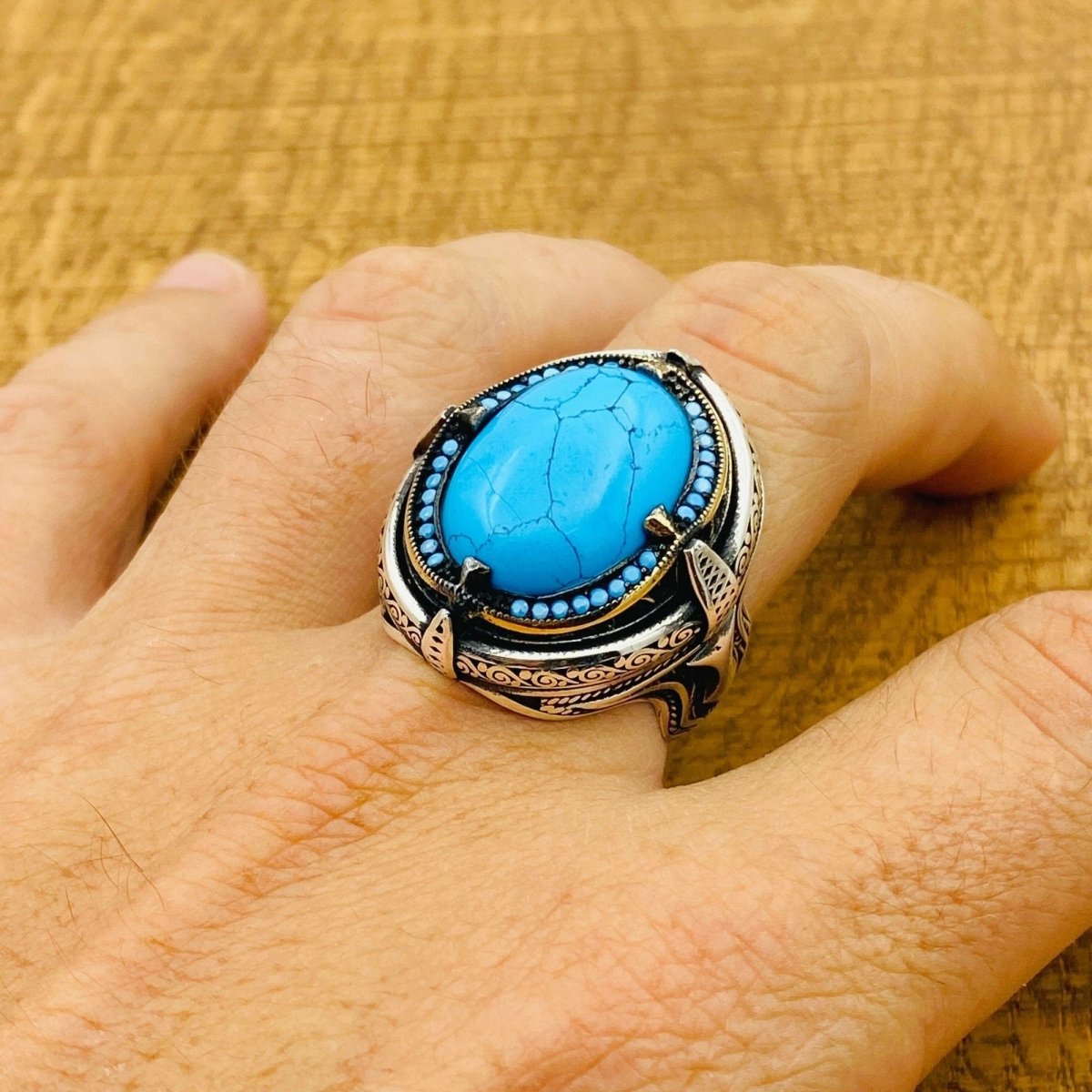 Men Natural Turquoise Ring - TryAladdin