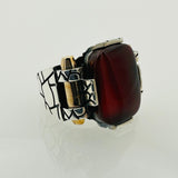 Men's Black Onyx Square Sterling Silver Gemstone Ring - TryAladdin