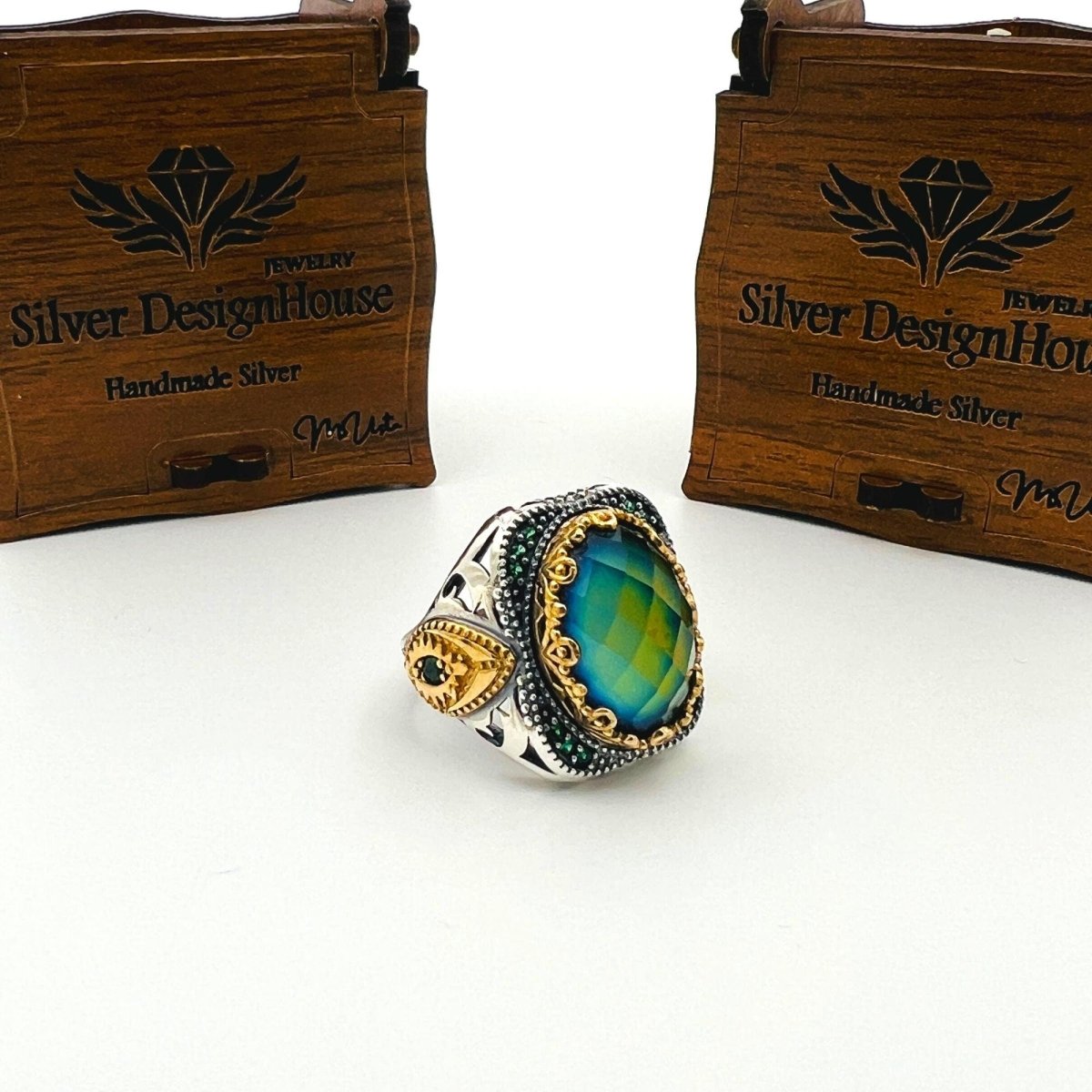 Men's Colormix Feeling Stone Silver Ring - TryAladdin