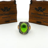 Men's Green Topaz Agate Stone Silver Ring - TryAladdin