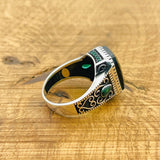 Men's Green Zircon Silver Ring - TryAladdin