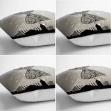 Modern Runner and Cushion Pillow Cover Set with Arabic Letter Motif and Whirling Dervish Design - TryAladdin