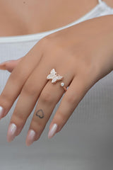 Nereze | Rose Butterfly Adjustable Size Ring - TryAladdin