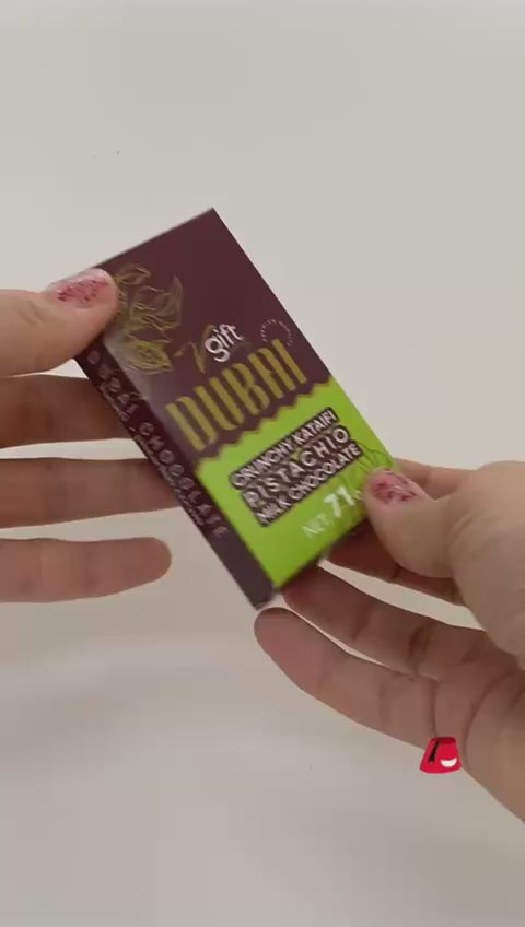 V-Gift Pistachio Praline Dubai Chocolate Bar – Crispy & Nutty Delight 71gr