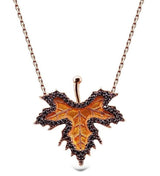 Taki | Sycamore Leaf Women's Silver Leaf Necklace with Sycamore Leaf Stone - TryAladdin