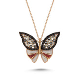 Taki | Silver Butterfly Necklace with Enamel Stone 3 Colors - TryAladdin