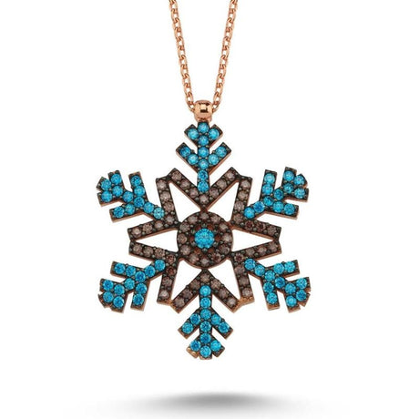 Taki | Snowflake Stone Silver Necklace 5 Colors Large Size - TryAladdin