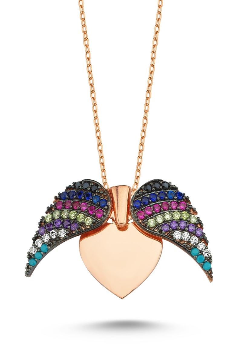 Taki | Wings of Love Personalized Name Ladies Silver Heart Necklace - TryAladdin