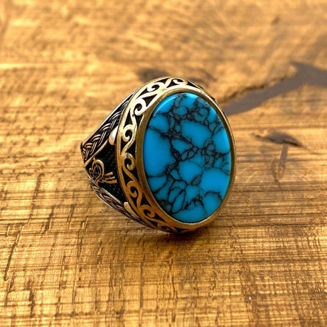 Turquoise Men's Handmade Ring - TryAladdin