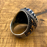 Unique Men's Lapis Lazuli Stone Silver Ring - TryAladdin