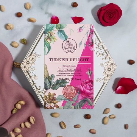 Haci Bekir Exclusive Turkish Delight Assorted - Unique Consistency Lokums (Plain/Rose/Pistachio/Hazelnut) - TryAladdin