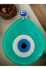 Blue Nazar Beaded Light Green Color Nazar Bead Drop Pattern Handmade Wall Ornament - TryAladdin