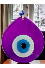 Blue Nazar Beaded Transparent Purple Color Drop Pattern Handmade Wall Ornament - TryAladdin