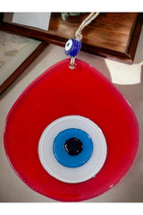 Blue Nazar Beaded Transparent Red Color Drop Pattern Handmade Wall Ornament - TryAladdin