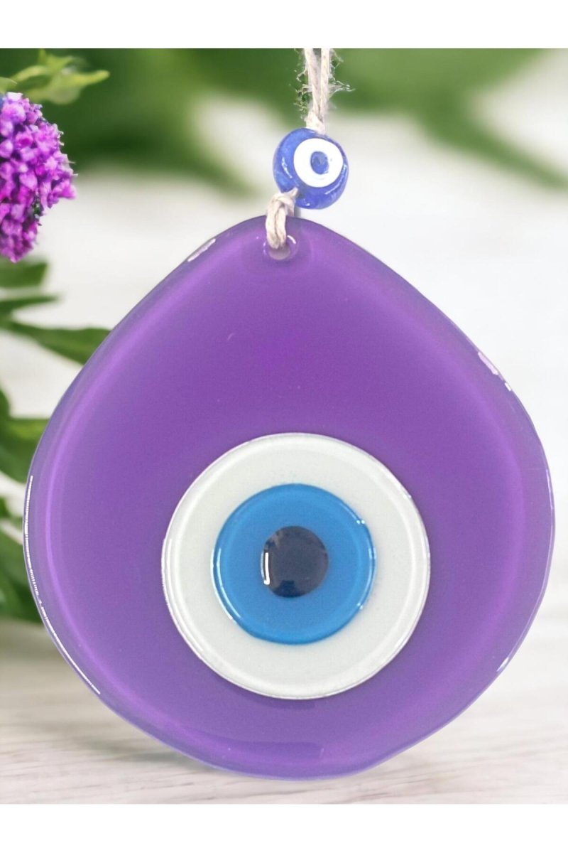 Blue Nazar Beads Purple Color Drop Pattern Handmade Wall Ornament - TryAladdin
