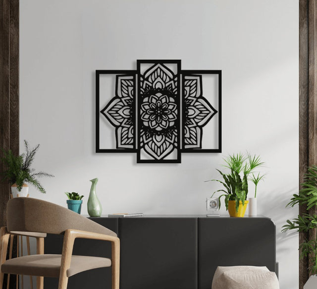 NR Dizayn | Flower Motif Decorative Metal Wall Art - TryAladdin