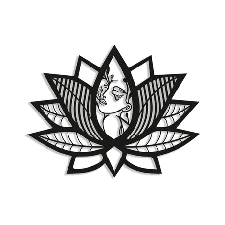 NR Dizayn | Woman & Lotus Decorative Metal Wall Art - TryAladdin