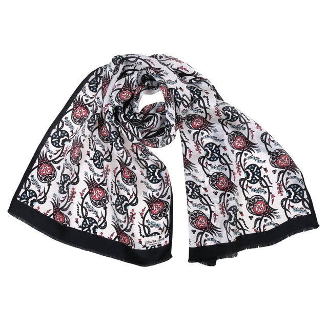 Sirali Lale Breathable Silk Scarf in Black Color - TryAladdin