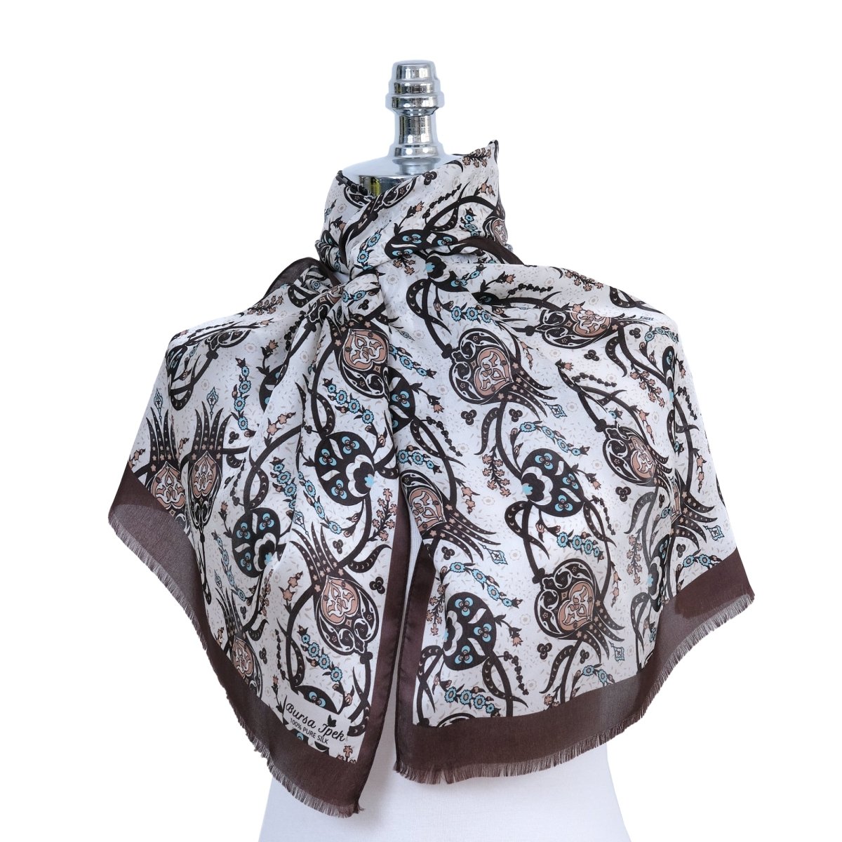 Sirali Lale Breathable Silk Scarf in Chocolate Brown Color - TryAladdin