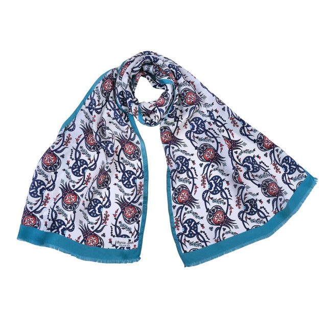Sirali Lale Breathable Silk Scarf in Deep Sea Blue Color - TryAladdin