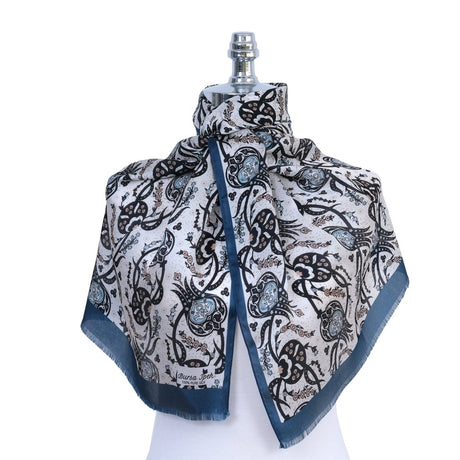 Sirali Lale Breathable Silk Scarf in Teal Color - TryAladdin